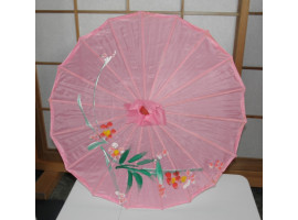 Dekorationsparasol, pink, håndmalet, stor